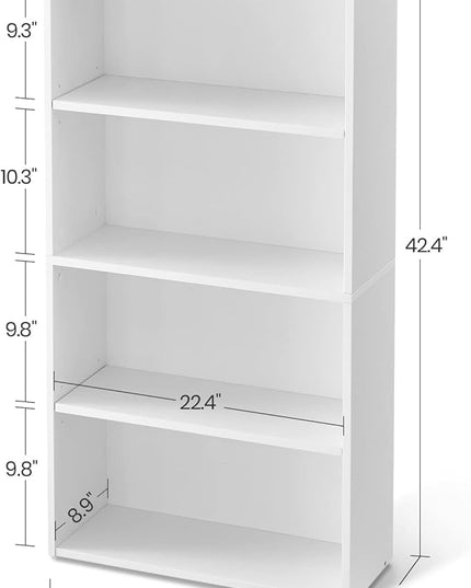 VASAGLE Bookshelf, 23.6 Inches Wide, 4-Tier Open Bookcase with Adjustable Storage Shelves, Floor Standing Unit, Cloud White ULBC164T14 - LeafyLoom