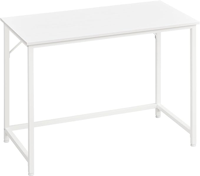VASAGLE Computer Desk, Gaming Desk, Home Office Desk, for Small Spaces, 19.7 x 39.4 x 29.5 Inches, Modern Style, Metal Frame, Maple White ULWD041W44 - LeafyLoom