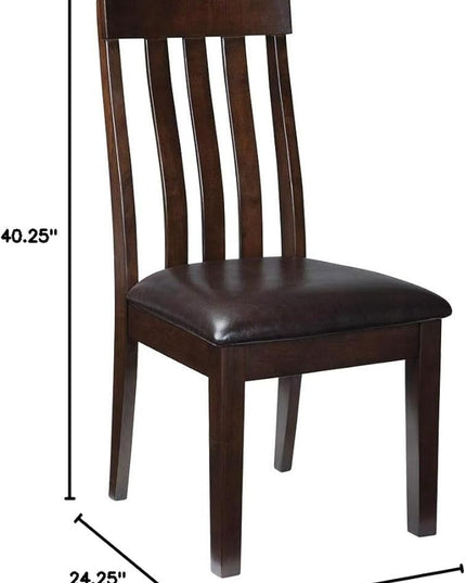 Signature Design by Ashley Haddigan Faux Leather Cushioned Rake Back Dining Chair, 2 Count, Dark Brown - LeafyLoom