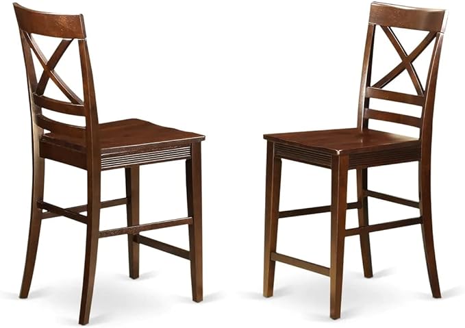 East West Furniture VNQU5-MAH-W Vernon 5 Piece Counter Height Pub Set Includes a Square Dining Room Table and 4 Kitchen Chairs, 36x36 Inch, Mahogany - LeafyLoom
