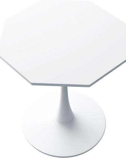 NicBex Dining Table Contemporary Kitchen Table Farmhouse Rustic 31.50" Octagonal Coffee Table with MDF Table Top,Metal Base, for Dining Room, Kitchen, Living Room, White - LeafyLoom