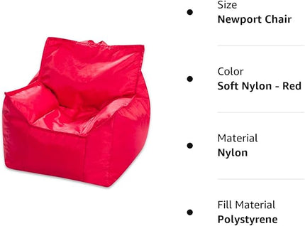 Posh Creations Bean Bag Chair Structured Comfy Seat Use for Gaming, Reading and Watching TV, Newport, Red - LeafyLoom