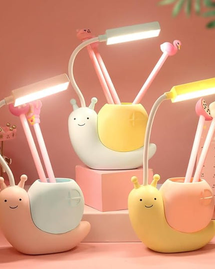 ZYTC LED Desk Lamp Cartoon Snail Adjustable Foldable Reading Lamp Assorted Colors Eye Caring Table Lamp Light with USB Charging Port Built-in Battery for Student Study Work(Yellow) - LeafyLoom