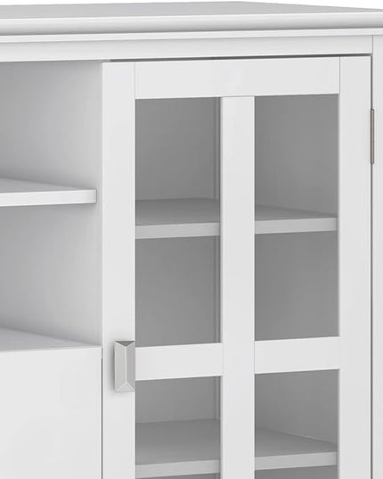 SIMPLIHOME Artisan SOLID WOOD 53 Inch Wide Contemporary TV Media Stand in White for TVs up to 60 Inches, For the Living Room and Entertainment Center - LeafyLoom