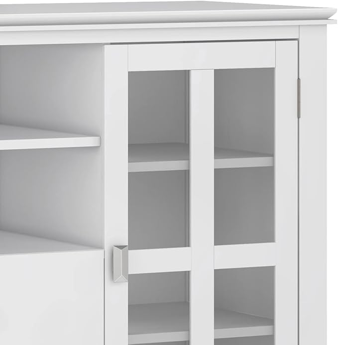 SIMPLIHOME Artisan SOLID WOOD 53 Inch Wide Contemporary TV Media Stand in White for TVs up to 60 Inches, For the Living Room and Entertainment Center - LeafyLoom