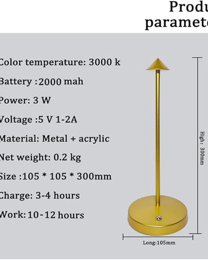 Cordless Table Lamps,Rechargeable Led Touch Bar Lamp,Portable Battery Operated Lamps,Dimmable Small Table Lamps,Minimalist Design,for Living Room/Restaurant/Couple Dinner/(Gold) - LeafyLoom