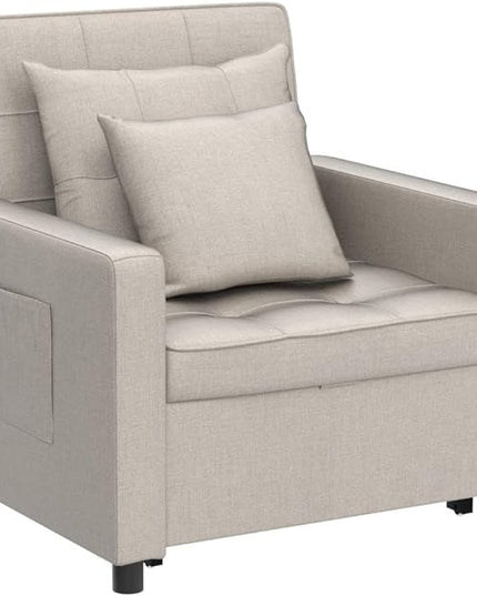 XSPRACER [UPDATED] Convertible Chair Bed, Sleeper Chair Bed 3 in 1, Stepless Adjustable Backrest,Armchair, Sofa, Bed, Linen, Khaki, Single One - LeafyLoom
