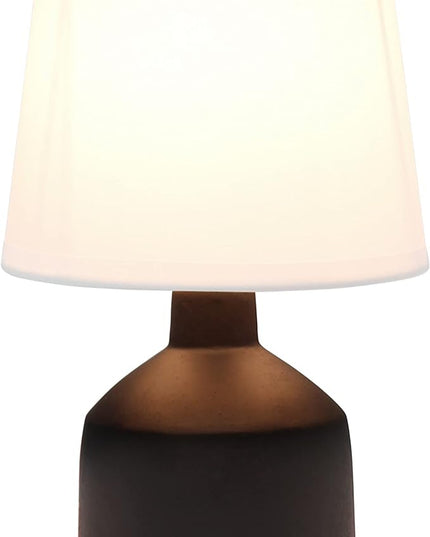 Simple Designs LT2080-BLK Mini Bocksbeutal Concrete Table Desk Lamp with Tapered Drum Fabric White Shade, Black (Pack of 12) - LeafyLoom