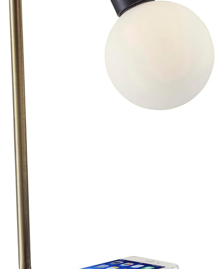 Adesso 3214-01 Windsor LED Desk Lamp Wireless Charging, 7W LED, 5W QI, USB Port, Indoor Lighting Lamps,Black - LeafyLoom