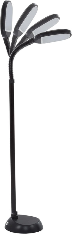 Bedford Home LED Floor Lamp - Full Spectrum Natural Sunlight Lamp with Bendable Neck - Dimmable Reading, Craft, and Esthetician Light (Midnight Black) - LeafyLoom