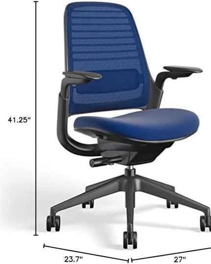 Steelcase Series 1 Office Chair - Ergonomic Work Chair with Wheels for Carpet - Helps Support Productivity - Weight-Activated Controls, Back Supports & Arm Support - Easy Assembly - Royal Blue - LeafyLoom