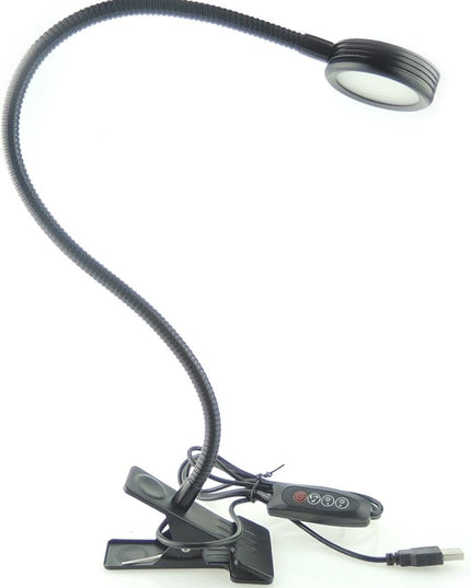 Dimmable Clip on Clamp LED Gooseneck Desk Light Lamp, Clip-on 3 Color Changeable Reading Lights, C-Clamp Nightlight, USB Port (Black (3 Color Temperature)) - LeafyLoom