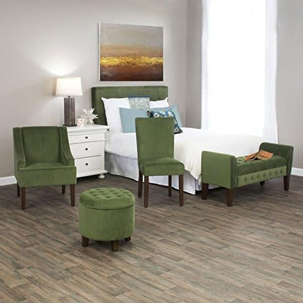 HomePop Parsons Classic Upholstered Accent Dining Chair, Set of 2, Dark Green Velvet - LeafyLoom
