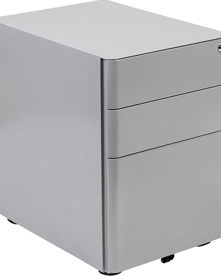 Flash Furniture Warner Modern 3-Drawer Mobile Locking Filing Cabinet with Anti-Tilt Mechanism and Hanging Drawer for Legal & Letter Files, Gray, Set of 1 - LeafyLoom