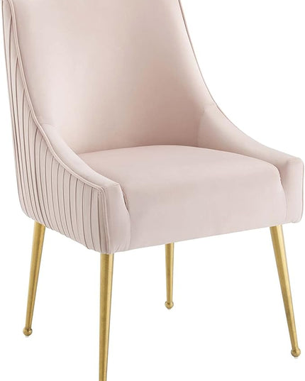 Modway Discern Pleated Back Upholstered Performance Velvet Dining Chair Set of 2, Pink - LeafyLoom