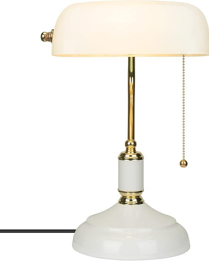 FIRVRE Glass Bankers Lamp Desk Lamp Classic Retro Table lamp Reading Modern for Home Office nightstand Bedside Study Desk Library - LeafyLoom
