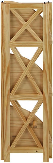 Casual Home Montego 3-Shelf Corner Folding Bookcase with Mantel Top, Natural - LeafyLoom