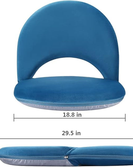 Nnewvante Floor Chair Adjustable Back Support Chair Foldable Meditation Seating Suede-Like Fabric Multiangle Cushioned Recliner for Adults Kids Video-Gaming Reading Watching, Navy - LeafyLoom