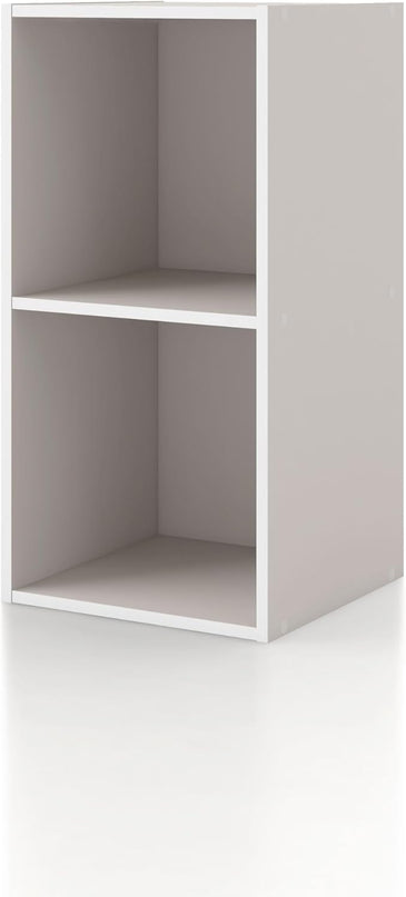 Apexa 2 Cube Storage Organizer Shelves, Stackable Wood Bookcase Fits Cubby Bins for Organization, Dorm Teen Room Decor & Home Office, Greige - LeafyLoom