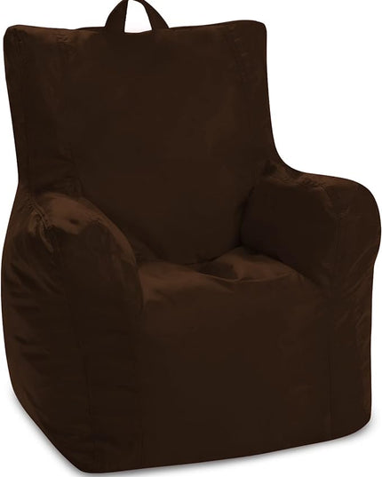 Posh Creations Structured Comfy Bean Bag Chair for Gaming, Reading, and Watching TV, Pasadena Chair, Microsuede - Chocolate - LeafyLoom