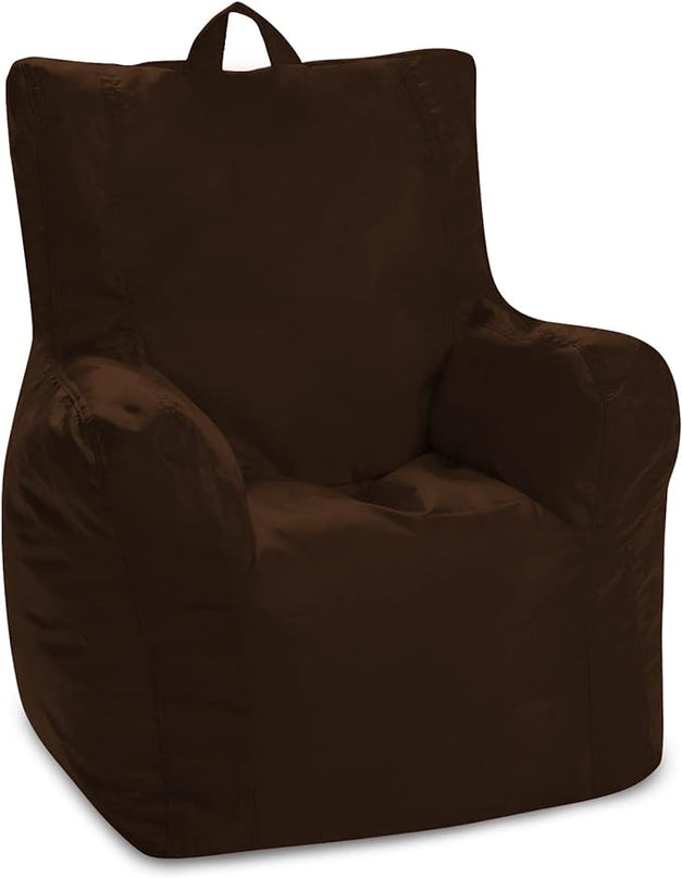 Posh Creations Structured Comfy Bean Bag Chair for Gaming, Reading, and Watching TV, Pasadena Chair, Microsuede - Chocolate - LeafyLoom