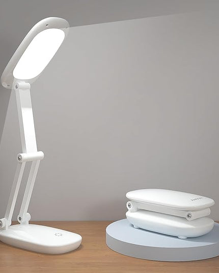 LED Desk Lamp for Office Home & Battery Operated Lamp Rechargeable Lamp Foldable & Portable Light, [2-fold support frame higher] 3 Brightness Dimmable Small Desk Lamp Wireless Reading Lamp - LeafyLoom