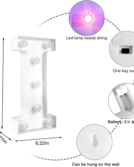 Glintee LED Letter Lights Sign Light Up Letters Sign for Night Light Wedding/Birthday Party Battery Powered Christmas Lamp Home Bar Decoration- (Colorful I) - LeafyLoom