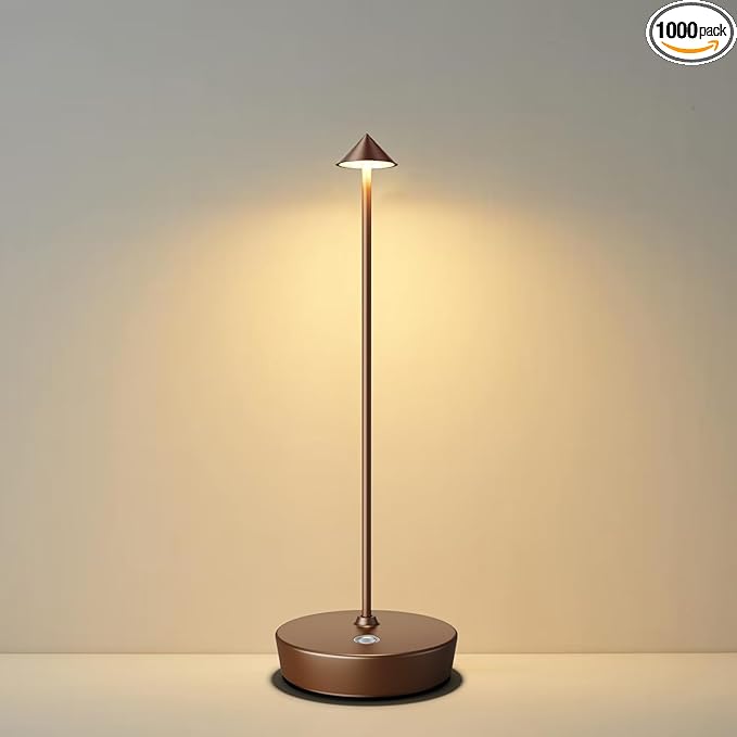 Rechargeable Cordless Table Lamp, 6000mAh LED Battery Operated Desk Lamp Touch 3 Color Stepless Dimming Portable Outdoor Waterproof Table Light for Patio/Restaurant/Dining/Home(Coffee) - LeafyLoom