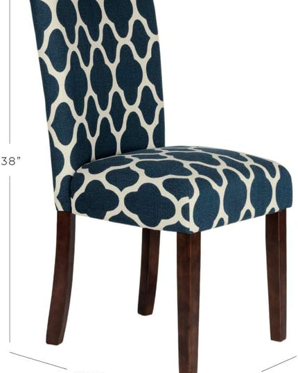 HomePop Parsons Classic Upholstered Accent Dining Chair, Set of 2, Navy and Cream Geometric - LeafyLoom