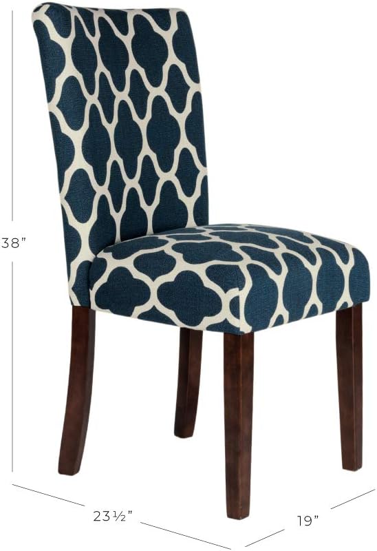 HomePop Parsons Classic Upholstered Accent Dining Chair, Set of 2, Navy and Cream Geometric - LeafyLoom