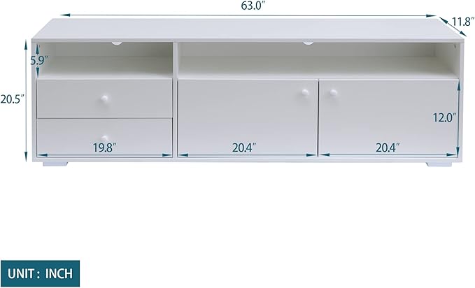 NicBex TV Stand for 65 Inch TV Farmhouse TV Media Console Table with Solid Wood Gandle Cabinets Entertainment Center with Storage for Living Room,63 Inch,Antique White - LeafyLoom