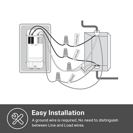 Kasa Matter Smart Light Switch: Voice Control w/Siri, Alexa & Google Assistant | UL Certified | Timer & Schedule | Easy Guided Install | Neutral Wire Required | Single Pole | 2.4GHz Wi-Fi | KS205 KasaSmartbyTP-Link