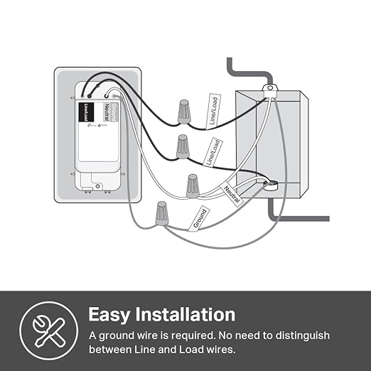Kasa Matter Smart Light Switch: Voice Control w/Siri, Alexa & Google Assistant | UL Certified | Timer & Schedule | Easy Guided Install | Neutral Wire Required | Single Pole | 2.4GHz Wi-Fi | KS205 KasaSmartbyTP-Link