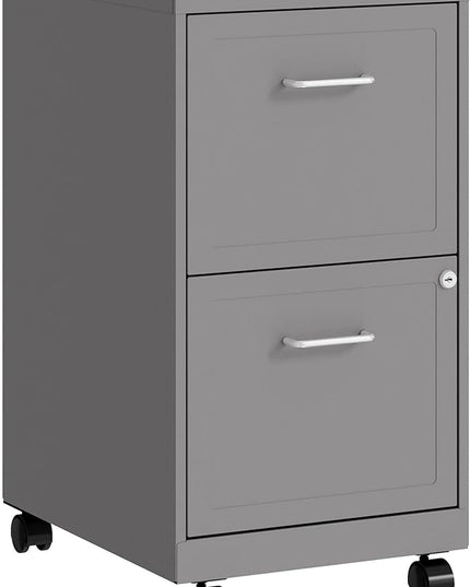 LYS Chrome Pull F/F Mobile File Cabinet, Silver - LeafyLoom