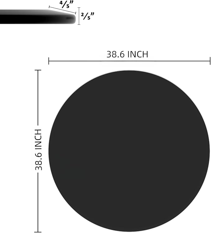 Round Tempered Table Top, 38.6 Inch, Black Glass - LeafyLoom