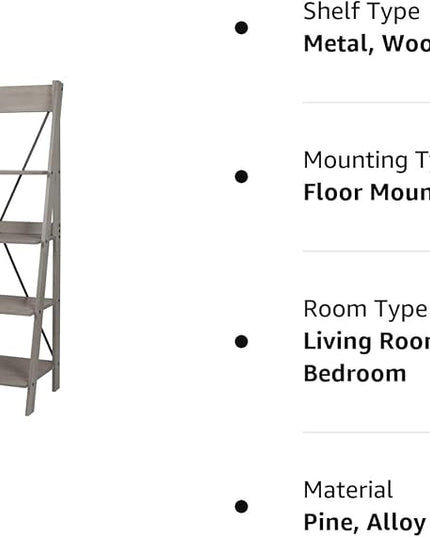 Walker Edison X Back Modern Farmhouse Wood Bookcase Bookshelf Home Office Living Room Storage, 4 Shelves, Grey - LeafyLoom