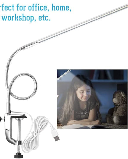 Desk Lamp with Clamp,Desk Lamp Clip on Lamp,LED Eye-Caring Desk Lamp with USB Rechargeable Reading Lights,Task Table Lamps,Foldable Bed Lamp,360° Swivel Desk Lamp for Manicure,Reading,Tattoo Light - LeafyLoom