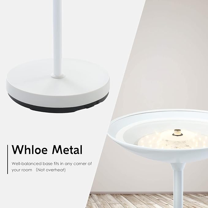 Floor Lamp, 70.5 InchTorchiere Standing Lamp, 20W 2000LM LED Halogen Floor Lamp,Stepless Dimmable, Touch Control, 50000hrs Lifespan, Pale Floor Lamps for Living Room, Standing Lamps for Bedroom, White - LeafyLoom