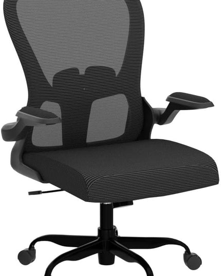 Ergonomic Office Chair, Comfort Swivel Home Office Task Chair, Breathable Mesh Desk Chair, Lumbar Support Computer Chair with Flip-up Arms and Adjustable Height - LeafyLoom