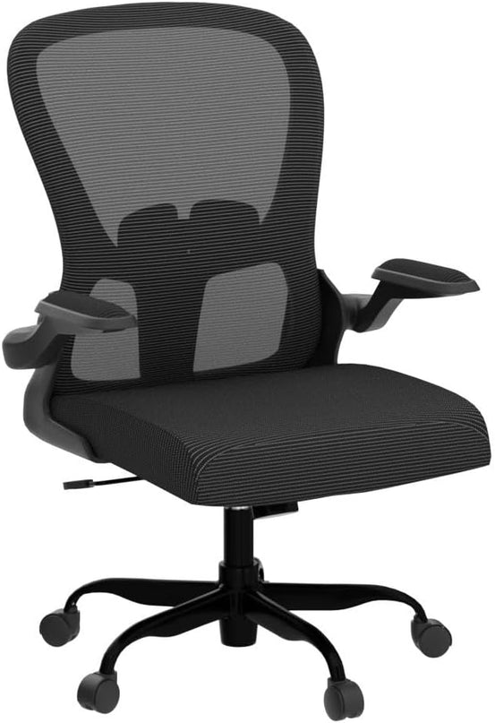 Ergonomic Office Chair, Comfort Swivel Home Office Task Chair, Breathable Mesh Desk Chair, Lumbar Support Computer Chair with Flip-up Arms and Adjustable Height - LeafyLoom