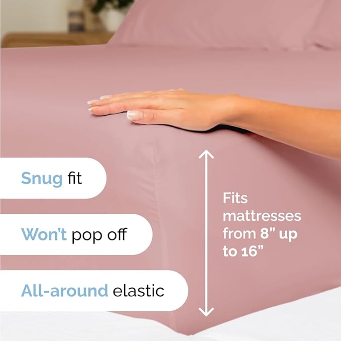 King Size 4 Piece Sheet Set - Comfy Breathable & Cooling Sheets - Hotel Luxury Bed Sheets for Women & Men - Deep Pockets, Easy-Fit, Extra Soft & Wrinkle Free Sheets - Mauve Oeko-Tex Bed Sheet Set - LeafyLoom