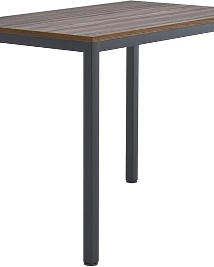 Need Small Desk, 39.4 inches Sturdy Writing Desk for Small Spaces, Small Computer Desk Teens Desk Study Table Laptop Desk Home Ofice Desk, Black Metal Frame, Walnut - LeafyLoom