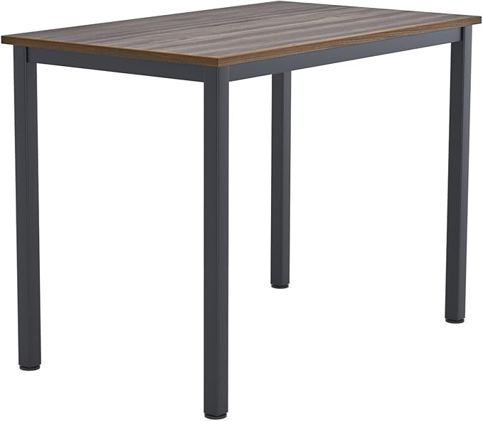Need Small Desk, 39.4 inches Sturdy Writing Desk for Small Spaces, Small Computer Desk Teens Desk Study Table Laptop Desk Home Ofice Desk, Black Metal Frame, Walnut - LeafyLoom