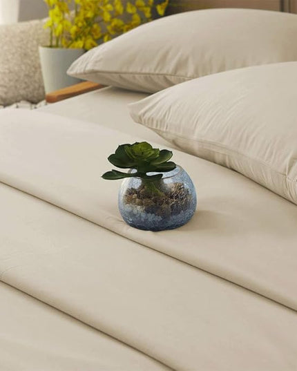 SONORO KATE Bed Sheet Set Super Soft Microfiber 1800 Thread Count Luxury Egyptian Sheets 16-Inch Deep Pocket，Wrinkle -4 Piece (Beige, Full) - LeafyLoom