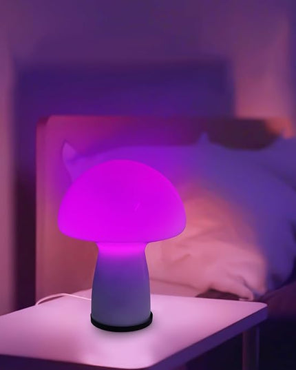 Milk White Mushroom lamp, Murano style retro design,Glass desk lamp with RGB 16 Color gradient dimmable LED bulbs, bedroom bedside bedside lamp, perfect home decoration.(LED Bulb Included) - LeafyLoom