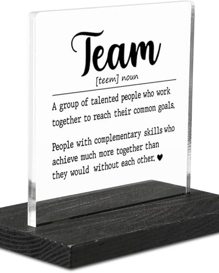 Team Gifts for Employees, Team Definition Teamwork Sign, Motivational Quotes for Desk, Inspiration Work Gifts, Desk Coworker Gifts for Women Office Work Bestie Gifts for Women YTZ76 - LeafyLoom
