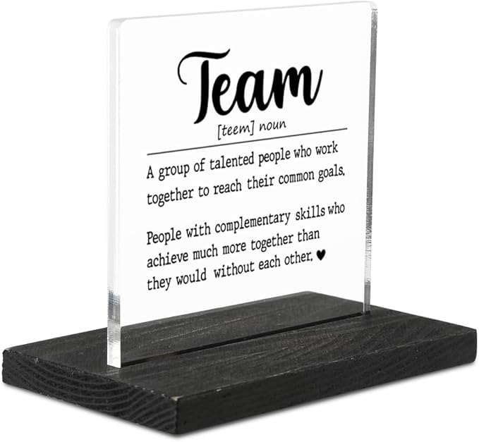 Team Gifts for Employees, Team Definition Teamwork Sign, Motivational Quotes for Desk, Inspiration Work Gifts, Desk Coworker Gifts for Women Office Work Bestie Gifts for Women YTZ76 - LeafyLoom