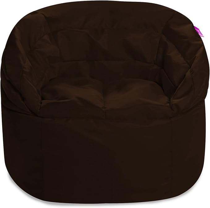 Posh Creations Structured Comfy Bean Bag Chair for Gaming, Reading, and Watching TV, Sonoma Lounge, Microsuede - Chocolate - LeafyLoom