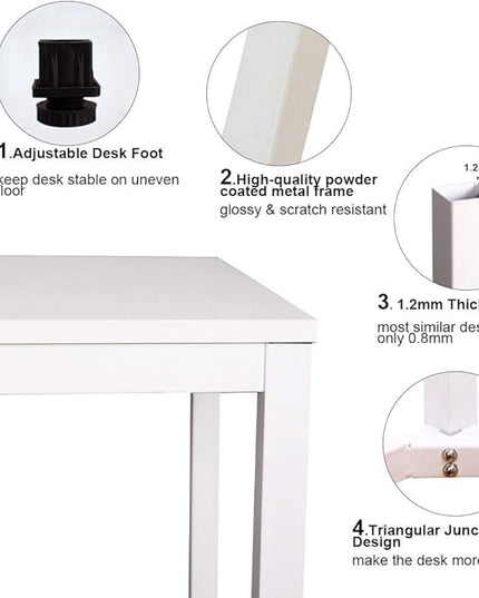 SogesGame Computer Desk, 55.1 inches Office Desk Computer Table Study Writing Desk Workstation for Home Office, White Dining Table - LeafyLoom