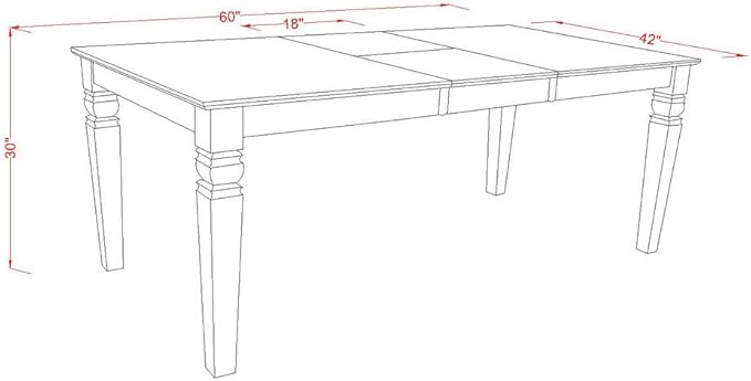 East West Furniture WEBO5-LWH-W 5 Piece Dinette Set for 4 Includes a Rectangle Room Table with Butterfly Leaf and 4 Dining Chairs, 42x60 Inch, Linen White - LeafyLoom